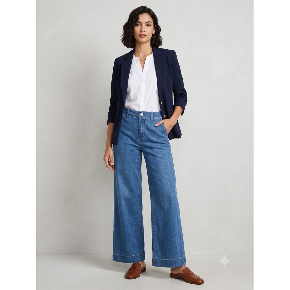 Rachel Rachel Roy Corazon Wide Leg Trouser Jeans High Rise Blue NR25193H18B 2/26